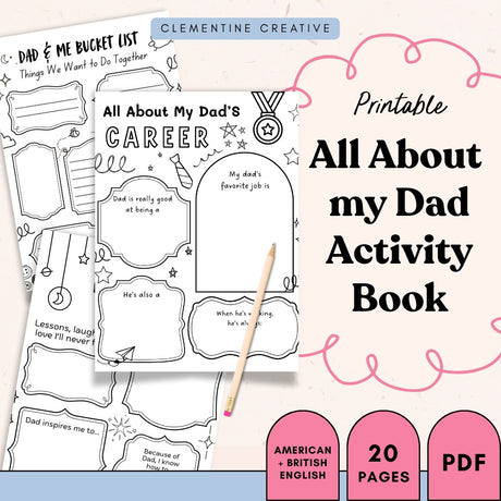 all about my dad printable activity book