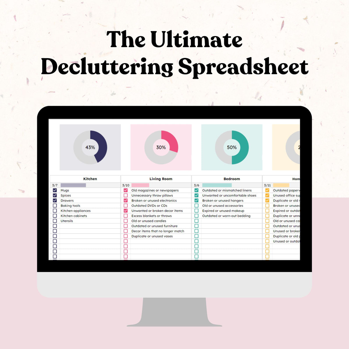 Decluttering Checklist Google Sheets Spreadsheet – Clementine Creative